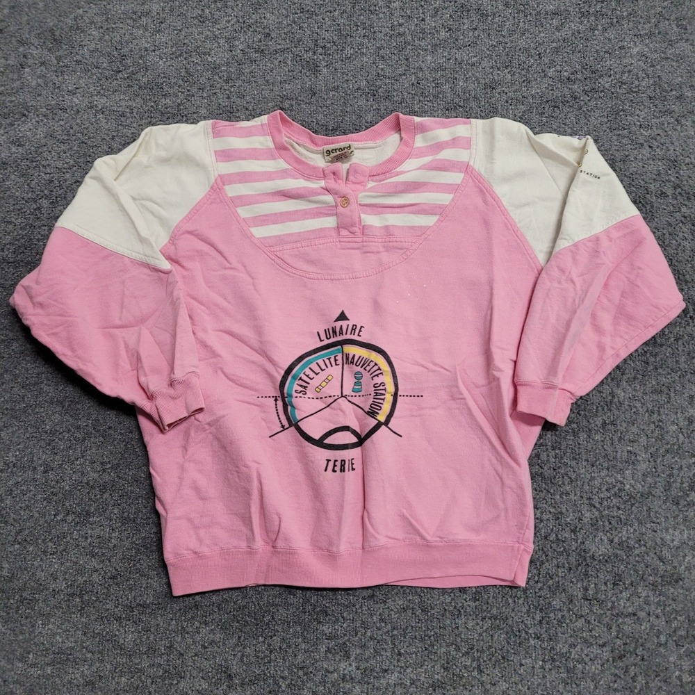 Gerard Works Sweatshirt Womens Size S Pink Cotton Graphic Colorblock Vintage
